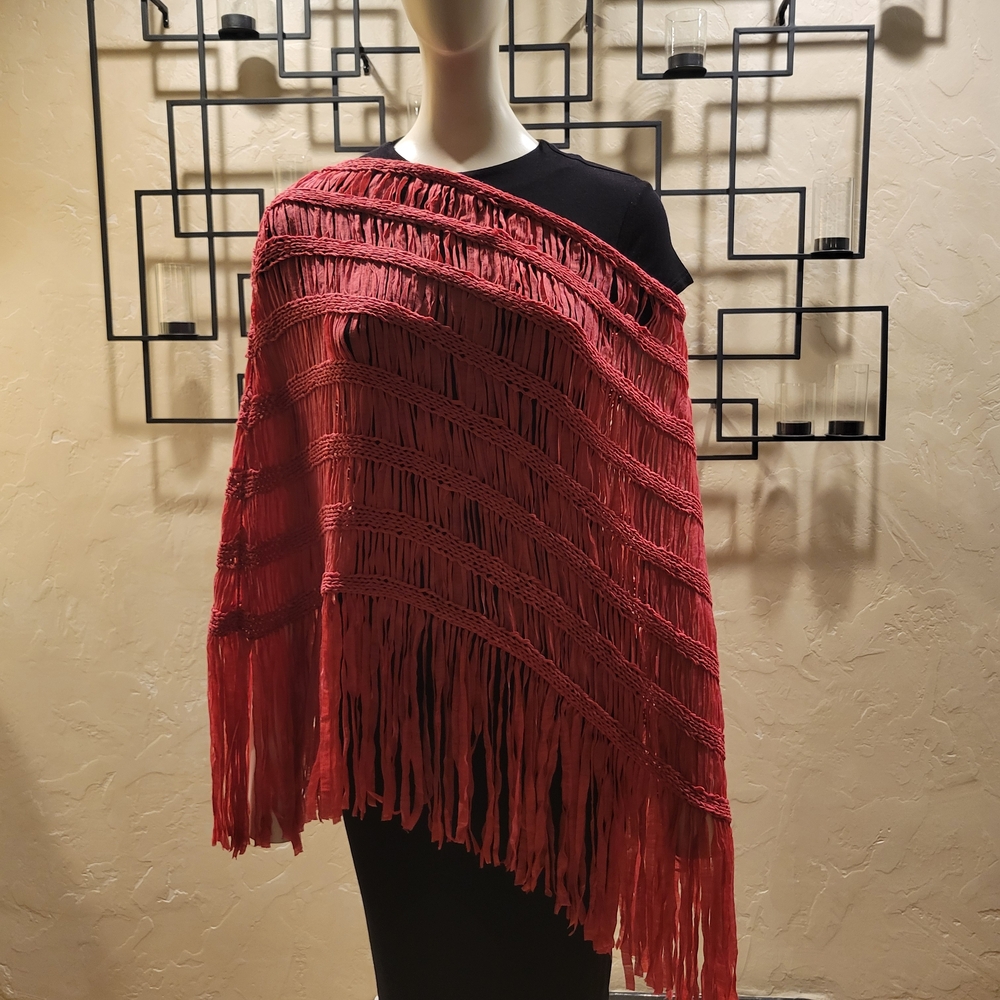 Marciano Hot Pink Fringe Poncho